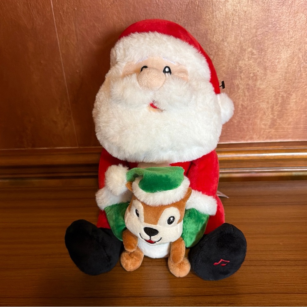 Cuddle Barn Chip 'n Claus Christmas Santa and Chipmunk Plush Sound Motion